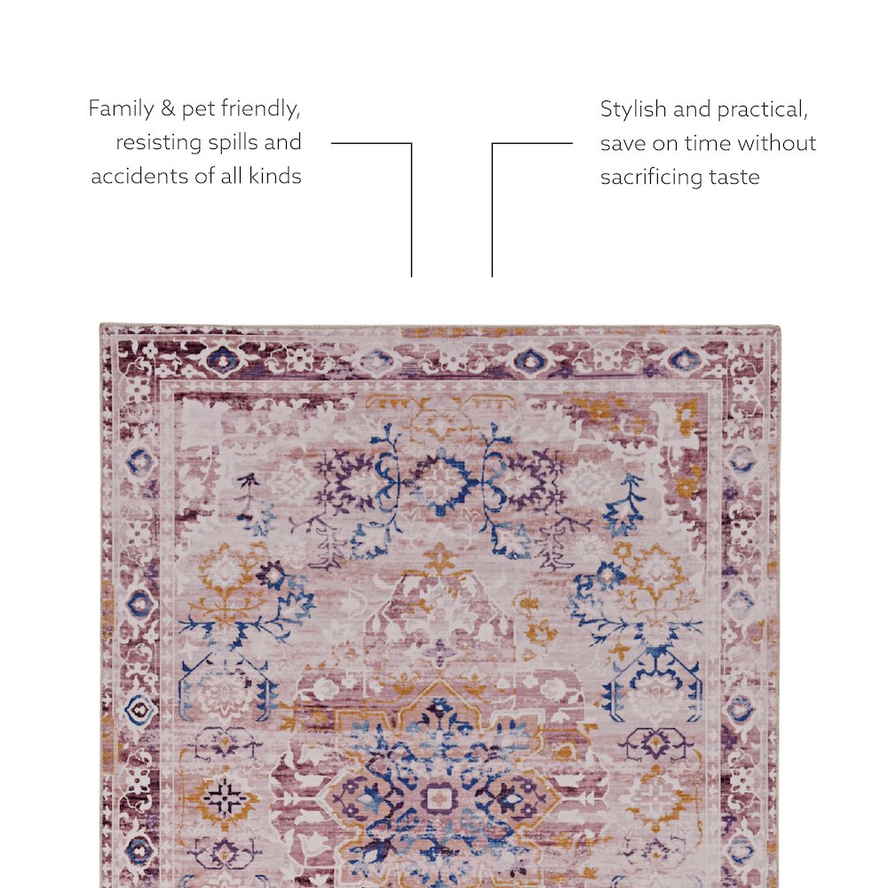 Washable Micah Pink/Gold 2x8, Rug