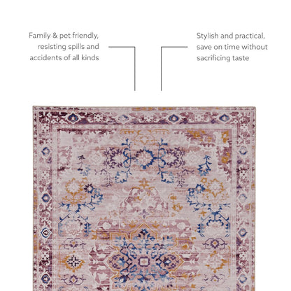 Washable Micah Pink/Gold 2x8, Rug