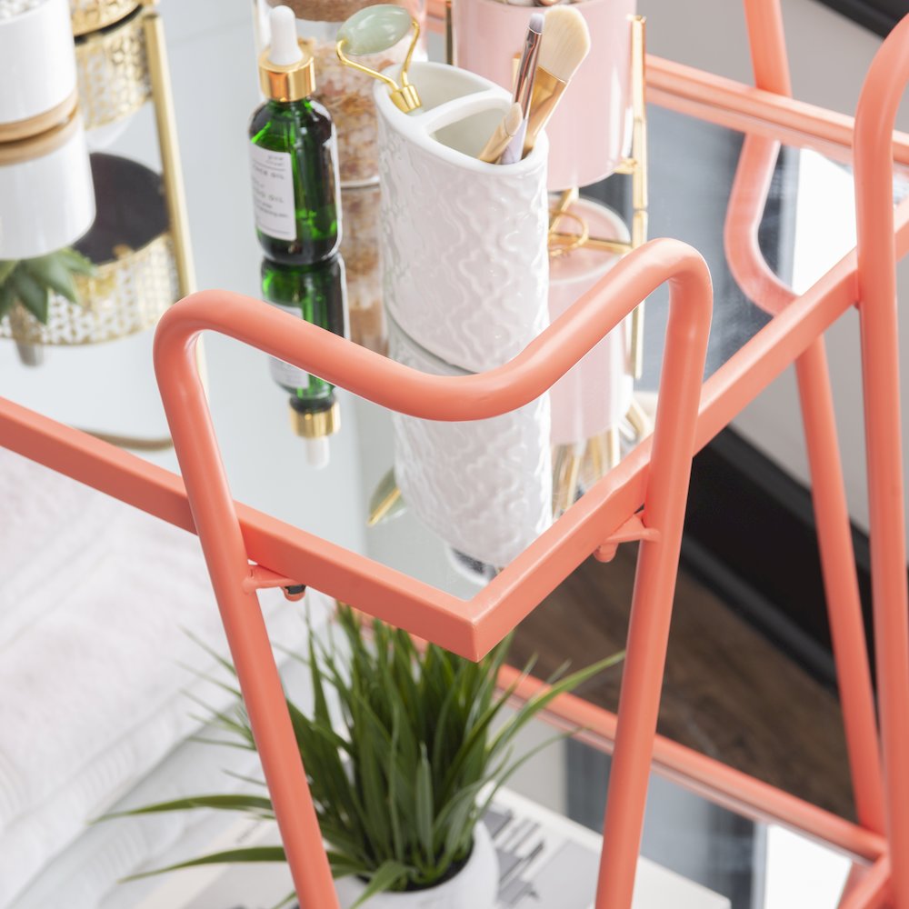 Coral Mid-Century Bar Cart
