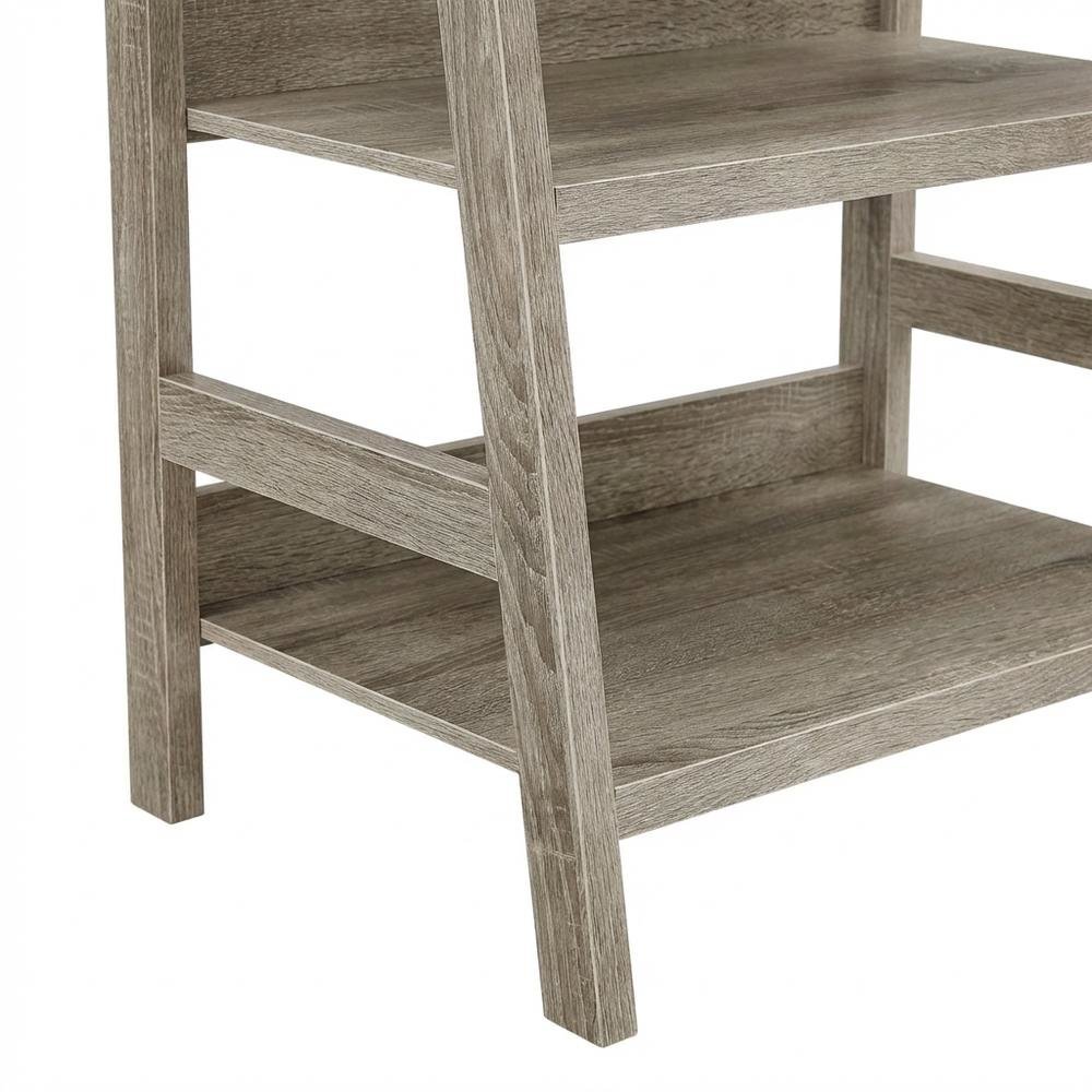 Grey Ladder Bookcase with Multi-Functional Shelving for Home Storage