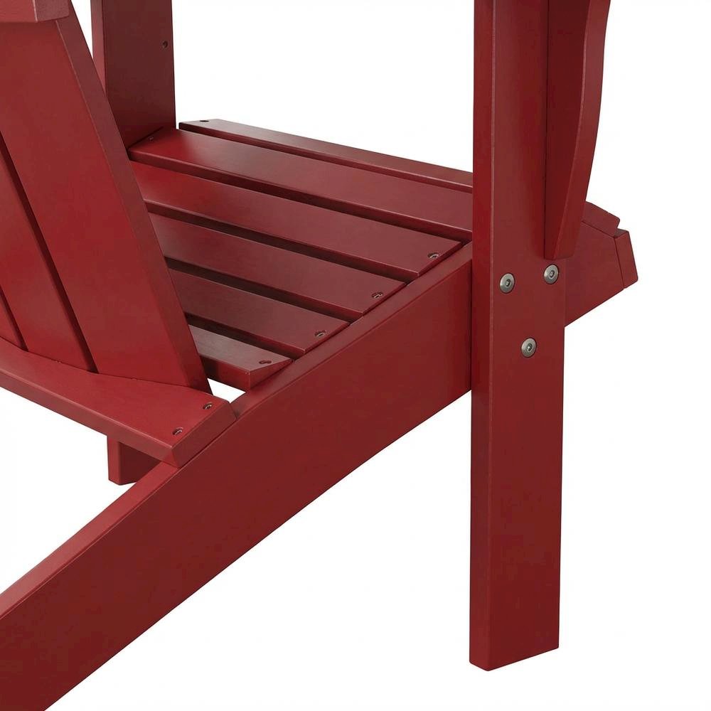Red Adirondack Chair With Solid Wood Construction And Comfortable Design