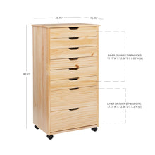 Cary Eight Drawer Rolling Storage Cart, Natural