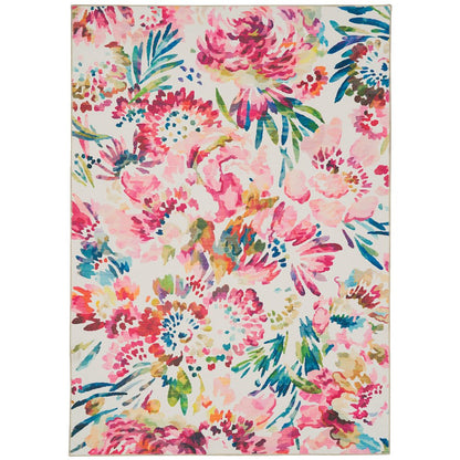 Washable Julian Raspberry/Ivory 2x3, Rug