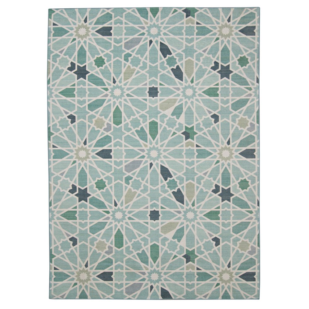 Outdoor Washable Deltona Green & Ivory 7' X 9', Rug