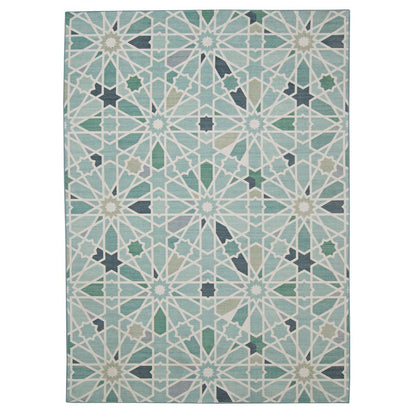 Outdoor Washable Deltona Green & Ivory 7' X 9', Rug