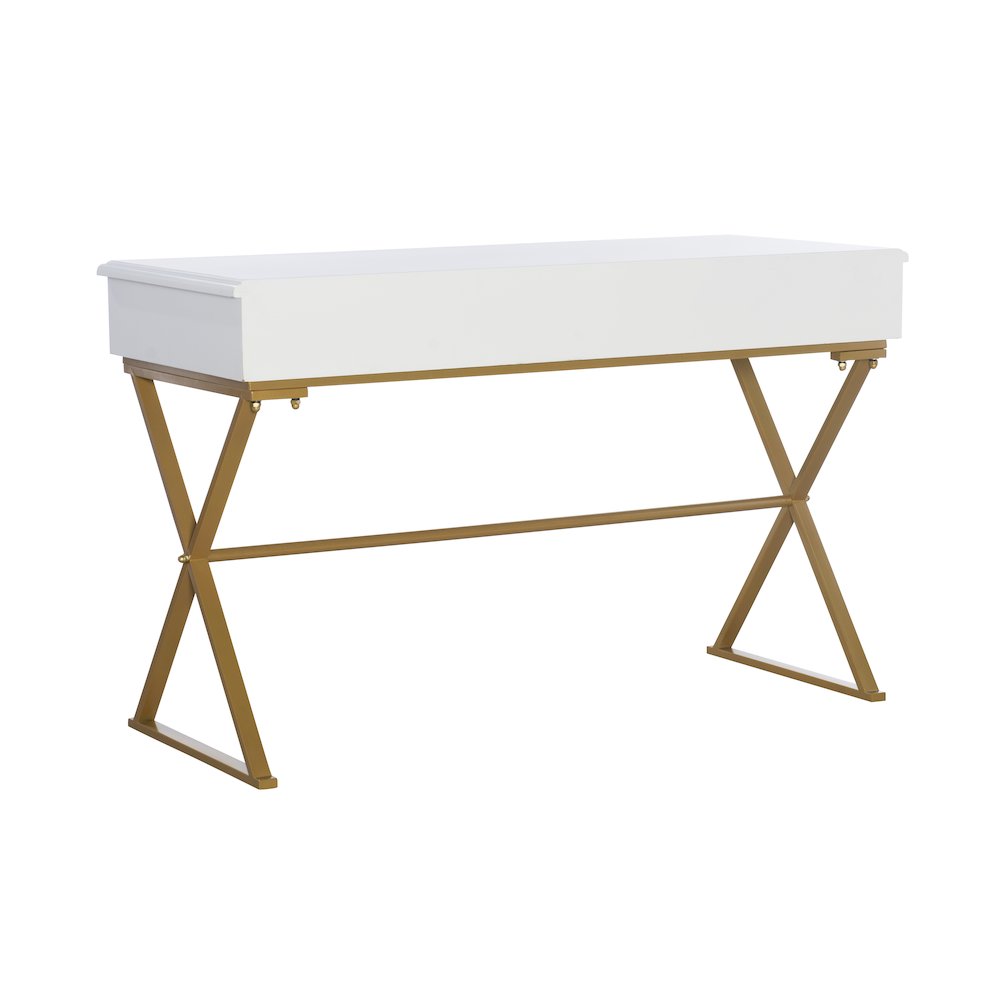 Two-Drawer Campaign Desk, White