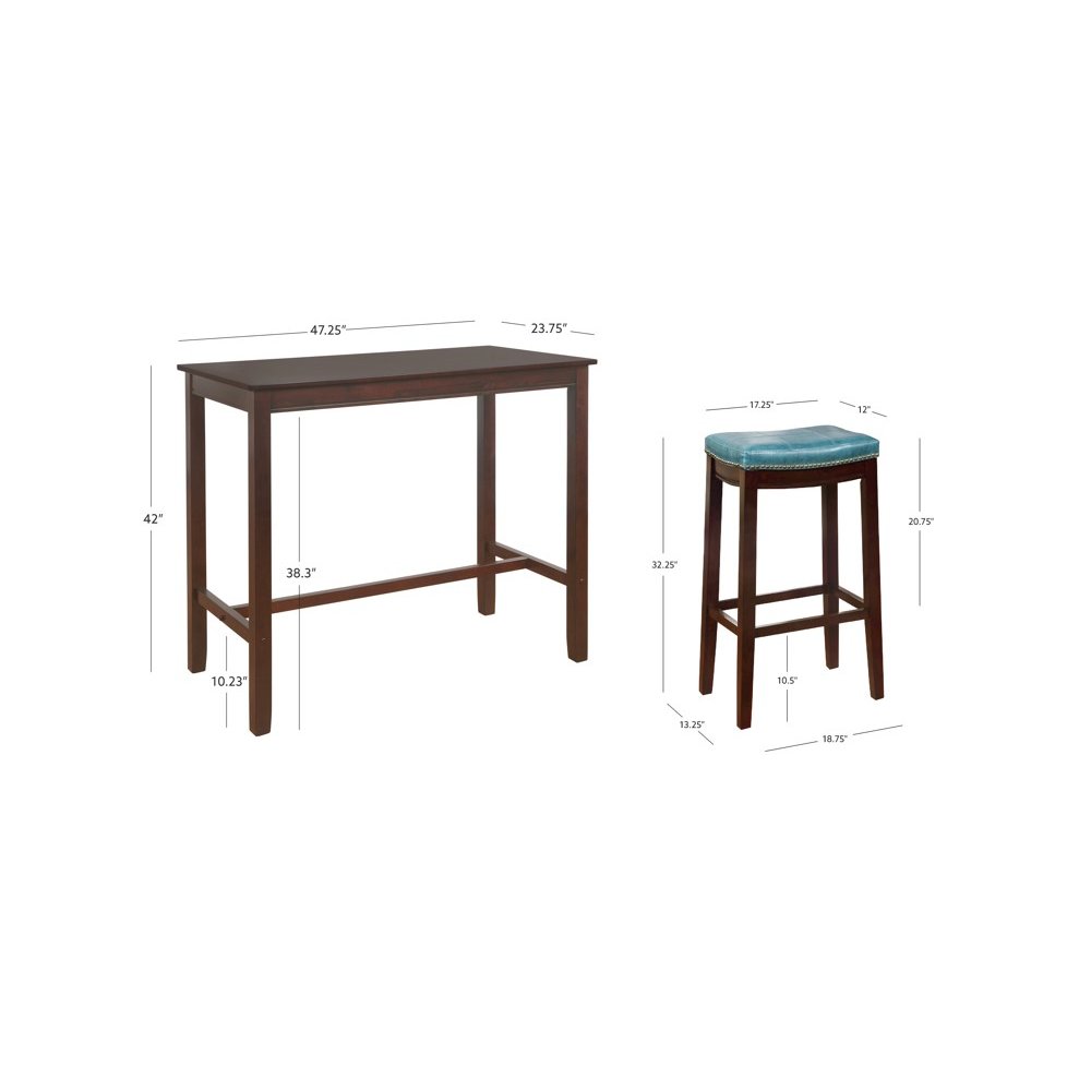 Claridge 3Pc Bar Set Brown Blue