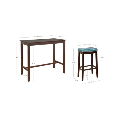 Claridge 3Pc Bar Set Brown Blue