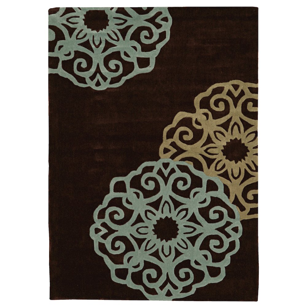 Trio Medallion Chocolate & Ice Blue 8x10, Rug
