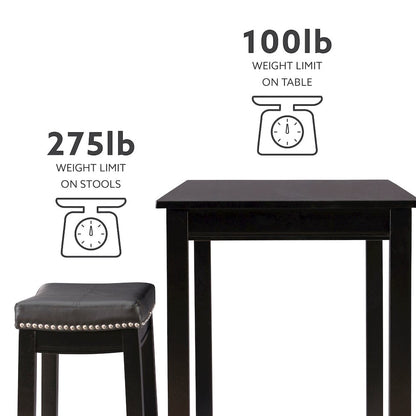Claridge 3Pc Counter Set Black