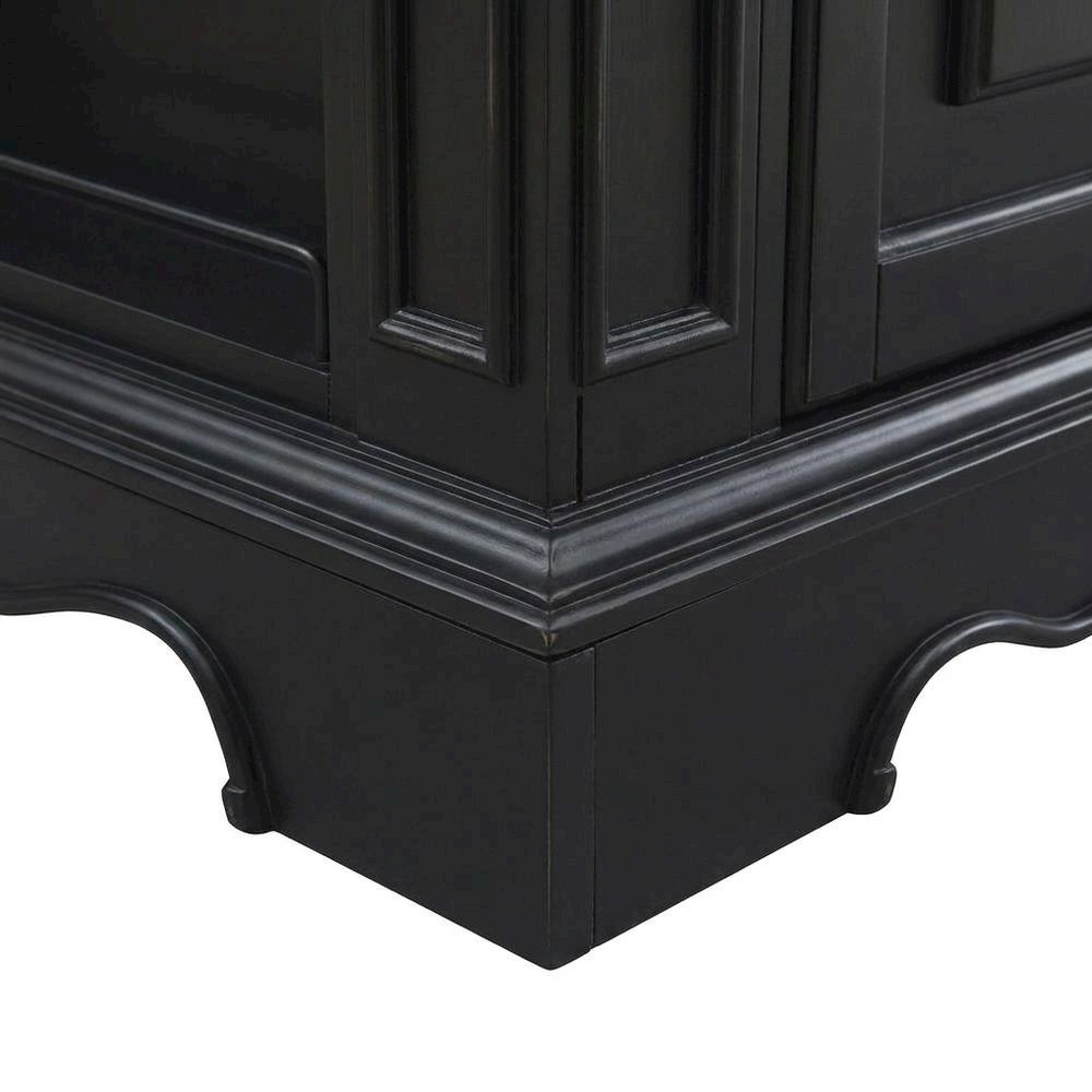 Acacia Butcher Block Kitchen Island with Storage and Drawers, Black