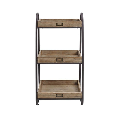 Brown 3-Tier Shoe Storage Stand with Iron Frame and Firm Wood Shelves