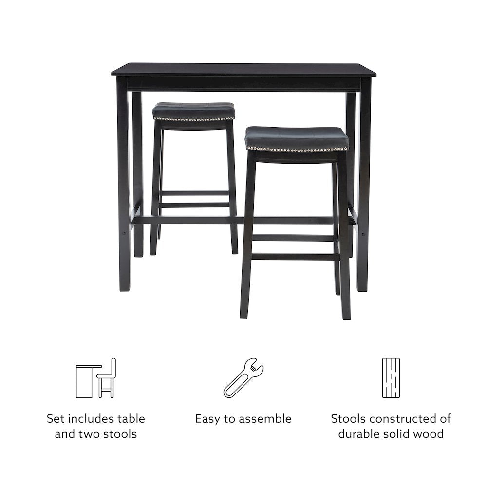 Claridge 3Pc Bar Set Black