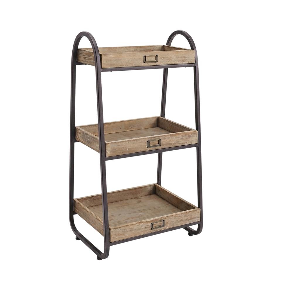 Brown 3-Tier Shoe Storage Stand with Iron Frame and Firm Wood Shelves