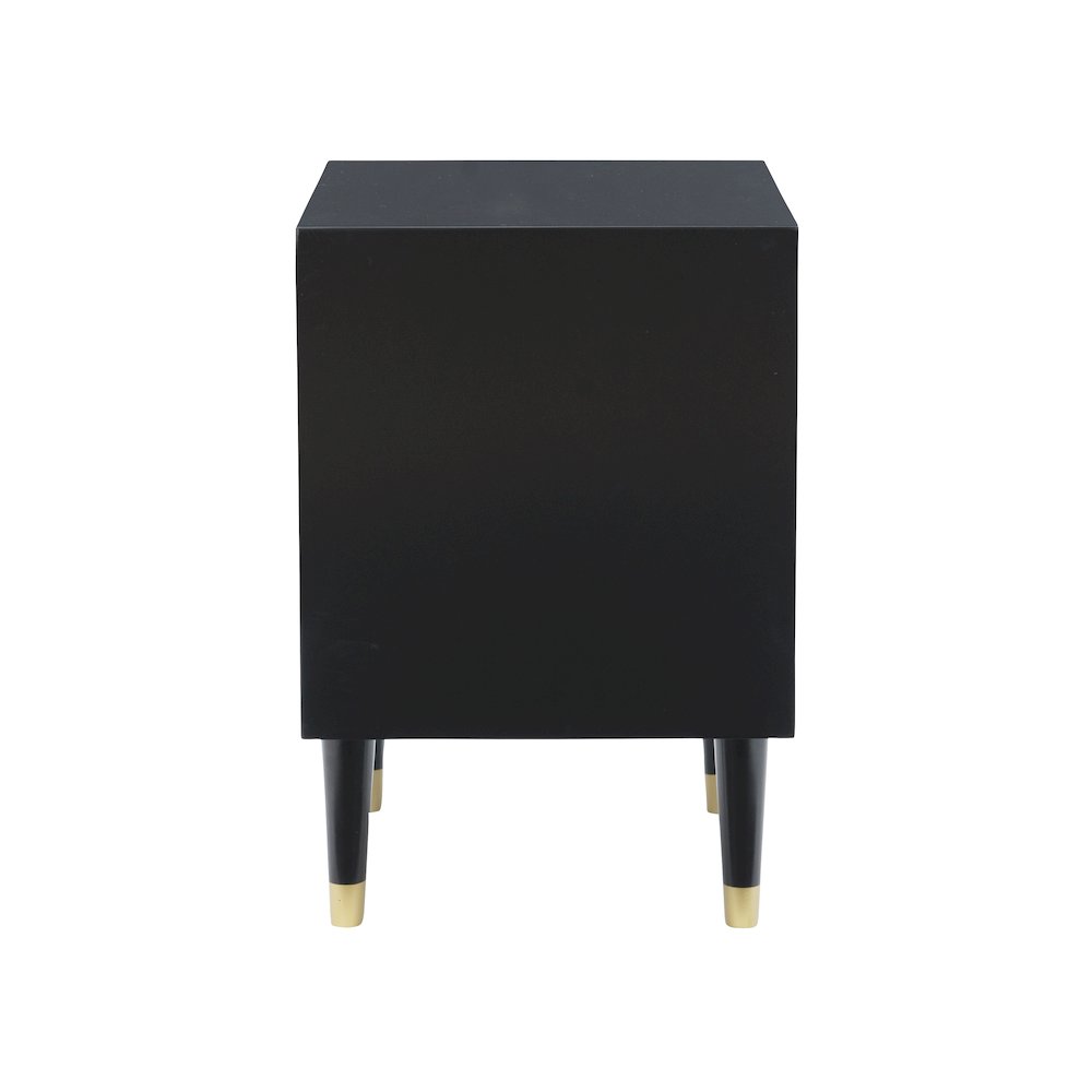 Two Drawer Geo Texture Nightstand Black