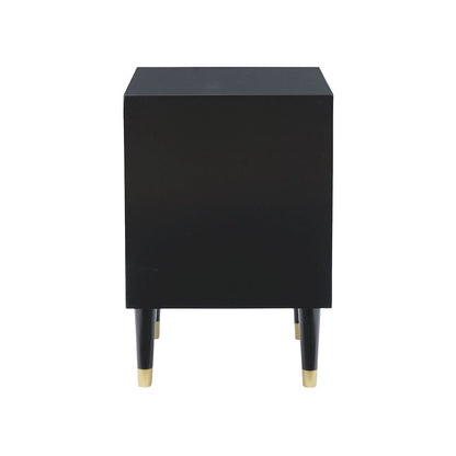 Two Drawer Geo Texture Nightstand Black