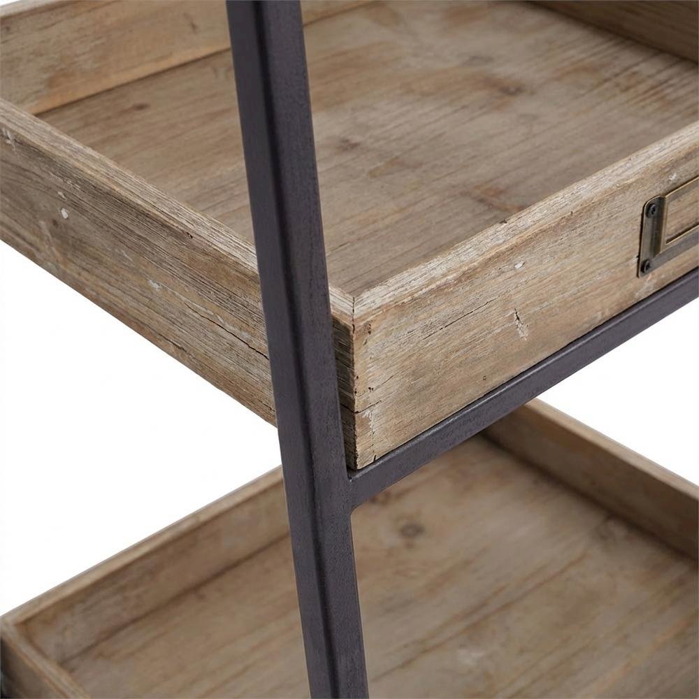 Brown 3-Tier Shoe Storage Stand with Iron Frame and Firm Wood Shelves