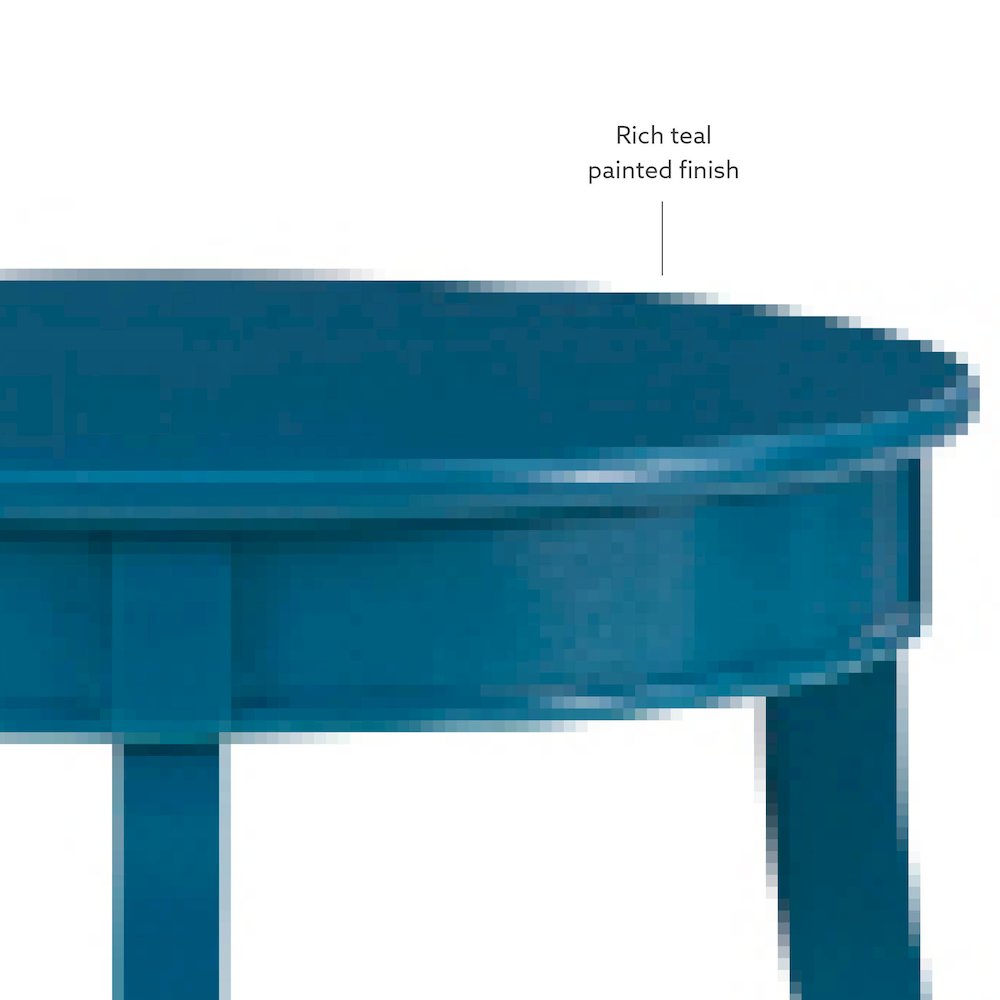 Teal Round Table with Shelf