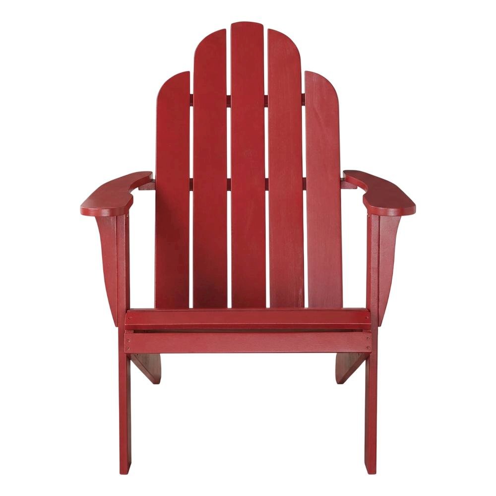 Red Adirondack Chair With Solid Wood Construction And Comfortable Design