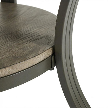 Round Coffee Table in Pewter Finish, Metal and Wood