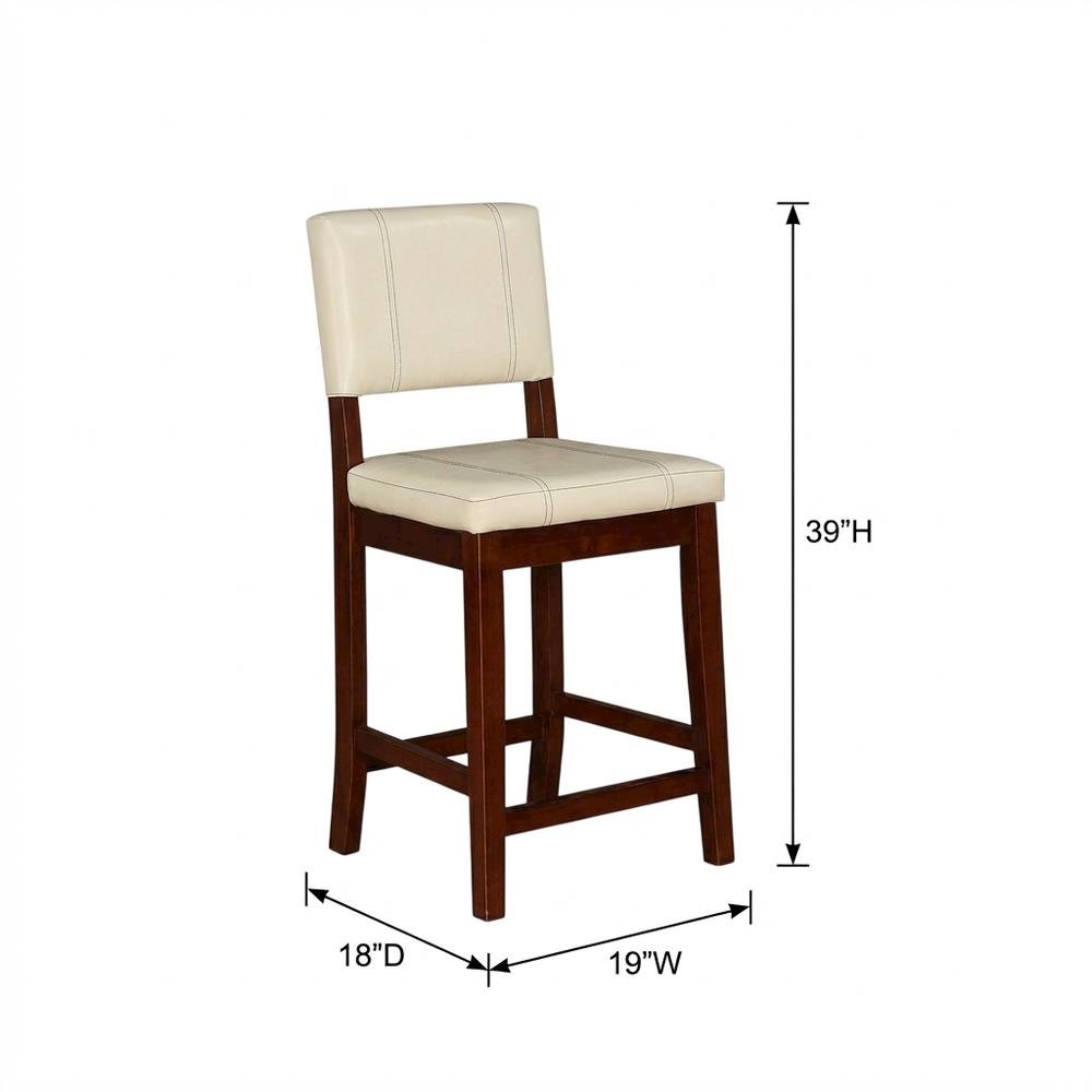 Cream Counter Stool with Rubberwood Frame and Padded Seat