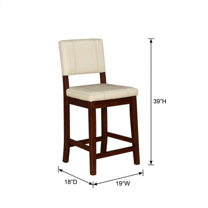 Cream Counter Stool with Rubberwood Frame and Padded Seat