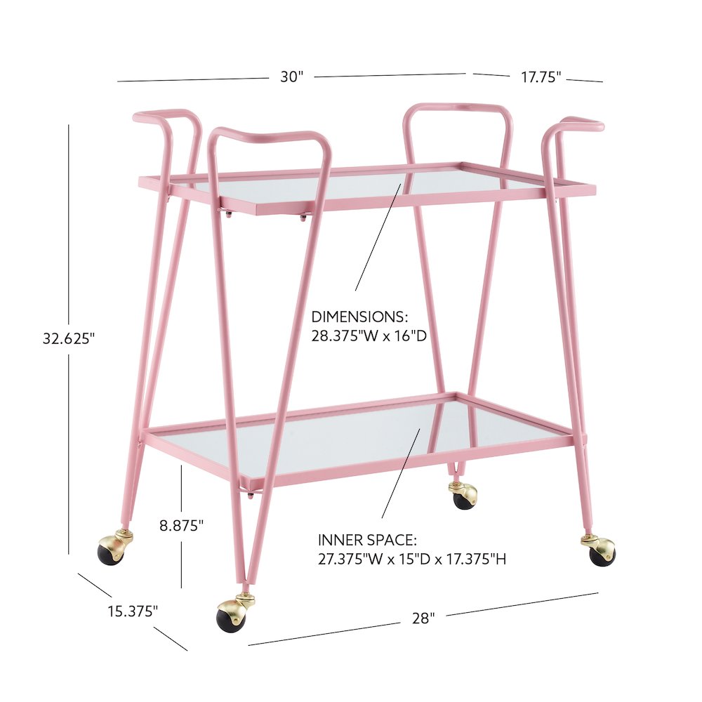 Pink Mid-Century Bar Cart