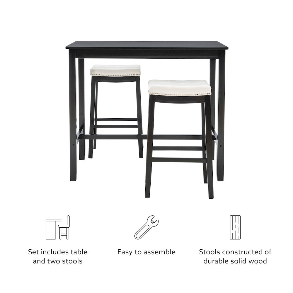 Claridge 3Pc Bar Set Black White
