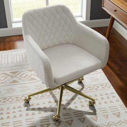 Imogen Quilted Office Chair Off White