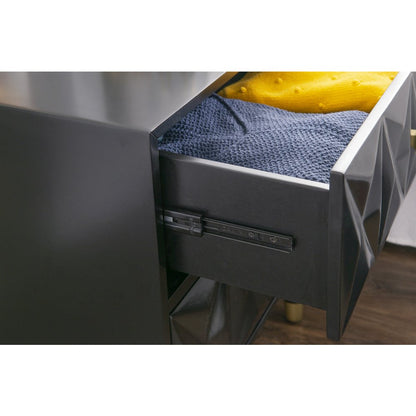 Two Drawer Geo Texture Nightstand Black