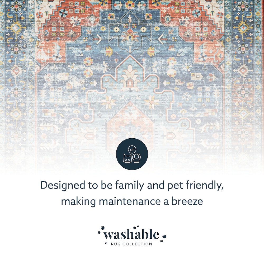 Washable Markum Teal/Rust 5x7, Rug