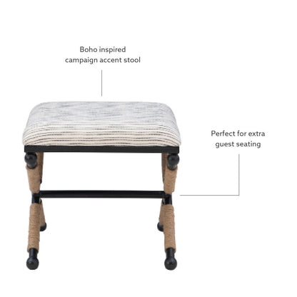 Ashburn Campaign Accent Stool Striped