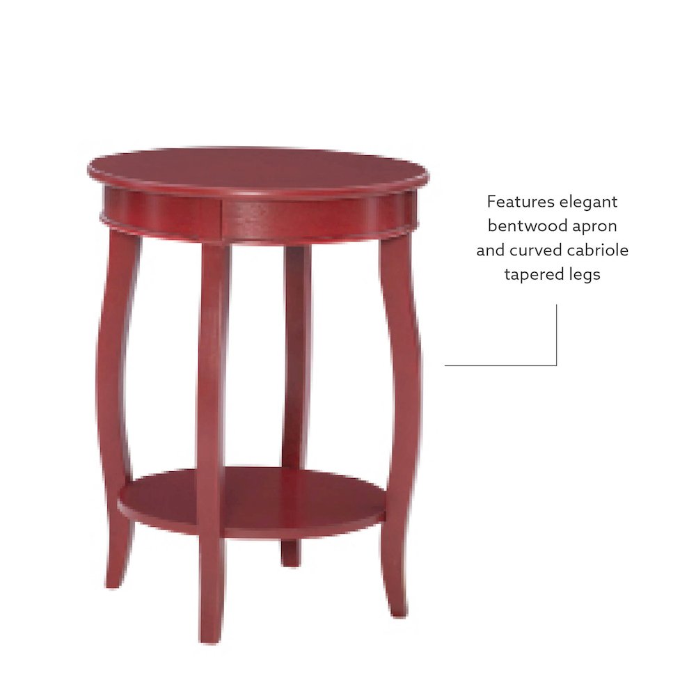 Red Round Table with Shelf