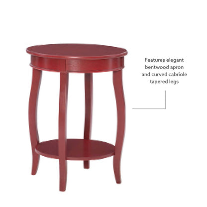 Red Round Table with Shelf