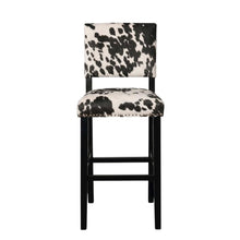 Black Cow Print Bar Stool with Foam Cushion and Hardwood Frame