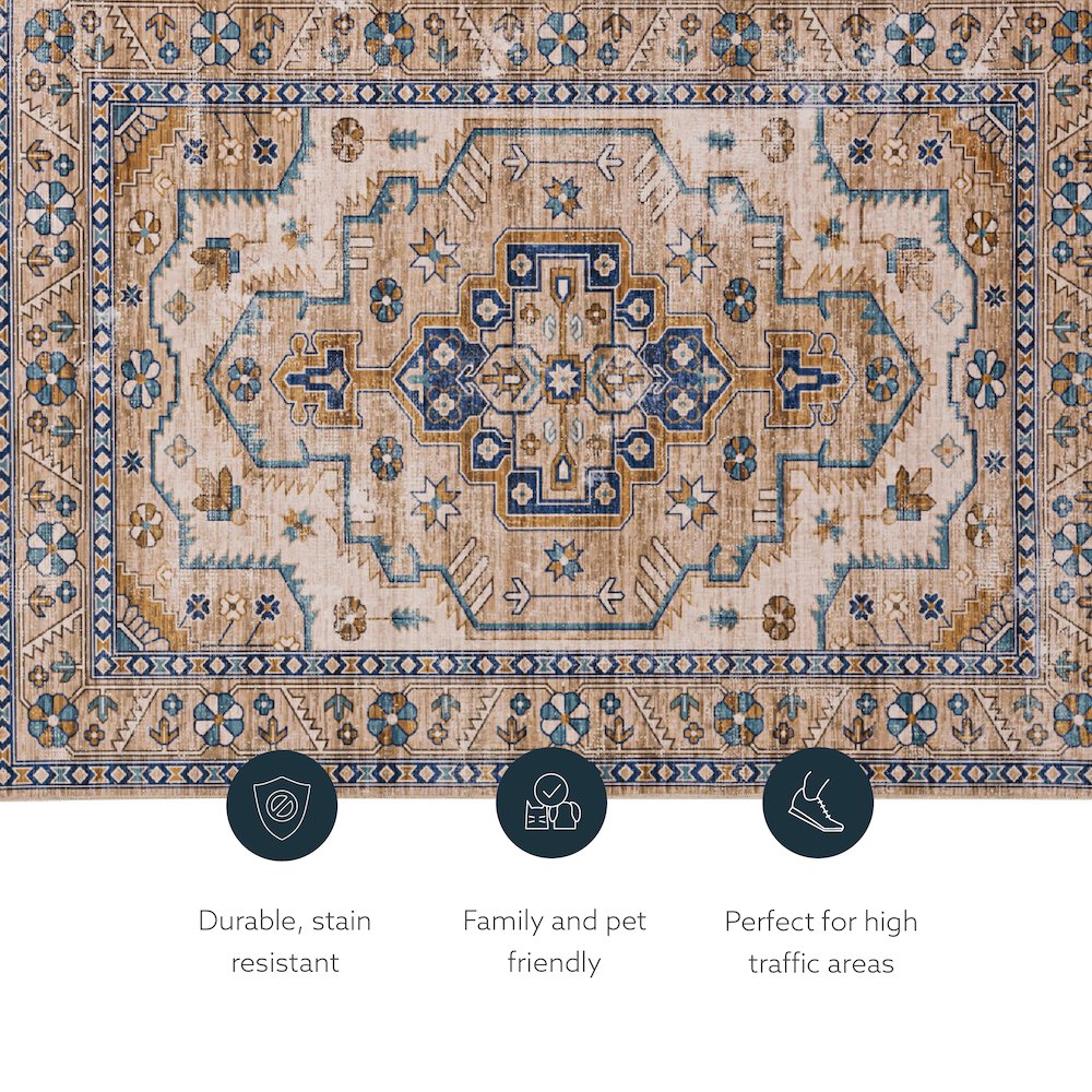 Washable Julian Ivory/Gold 3x5, Rug