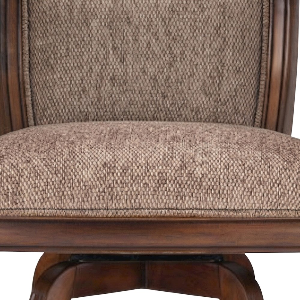 Rubberwood Swivel Bar Stool with Arms, Back, Cushion, Cherry