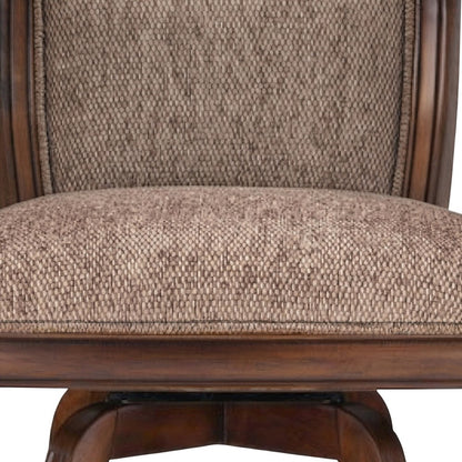 Rubberwood Swivel Bar Stool with Arms, Back, Cushion, Cherry