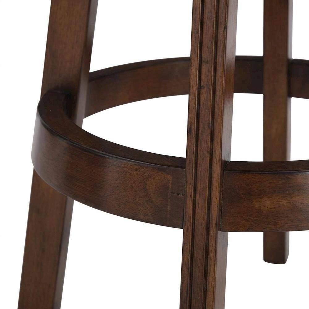 Rubberwood Swivel Bar Stool with Arms, Back, Cushion, Cherry