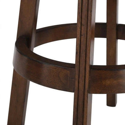 Rubberwood Swivel Bar Stool with Arms, Back, Cushion, Cherry