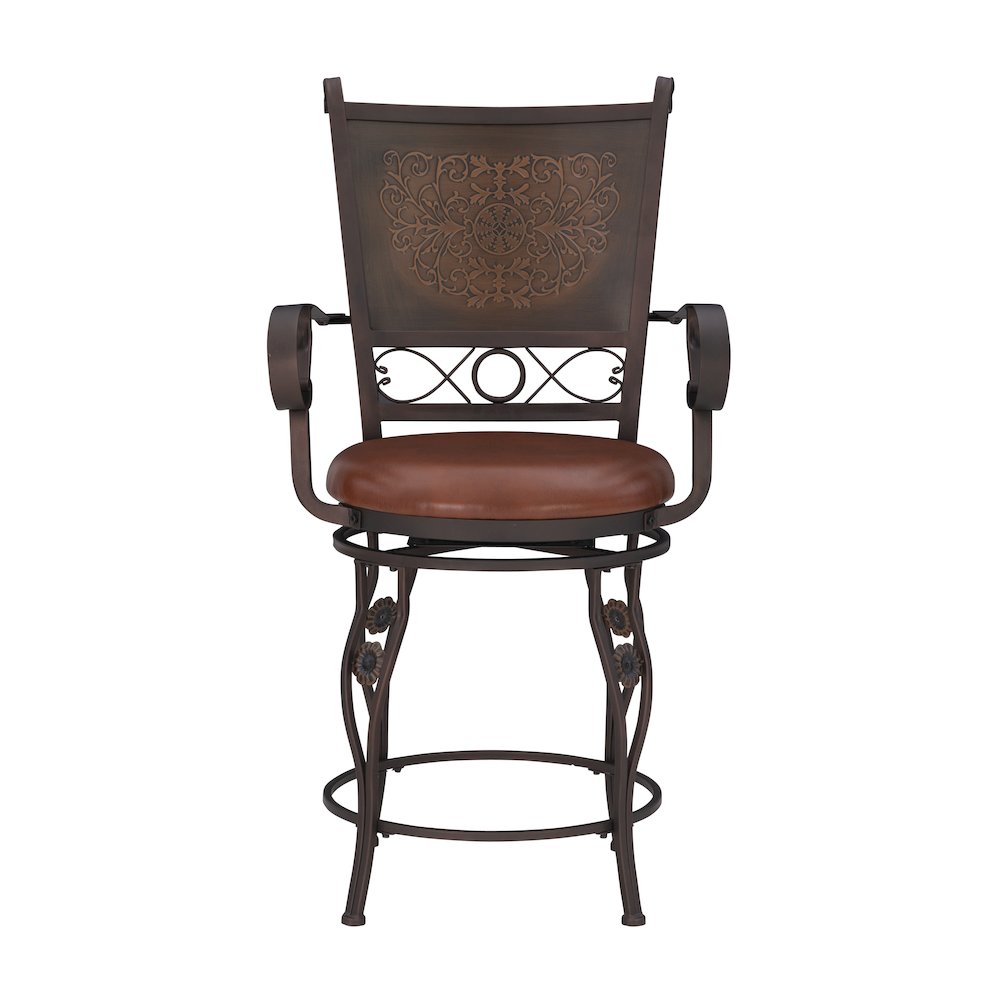 Big & Tall Copper Stamped Back Counter Stool with Arms