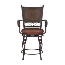 Big & Tall Copper Stamped Back Counter Stool with Arms