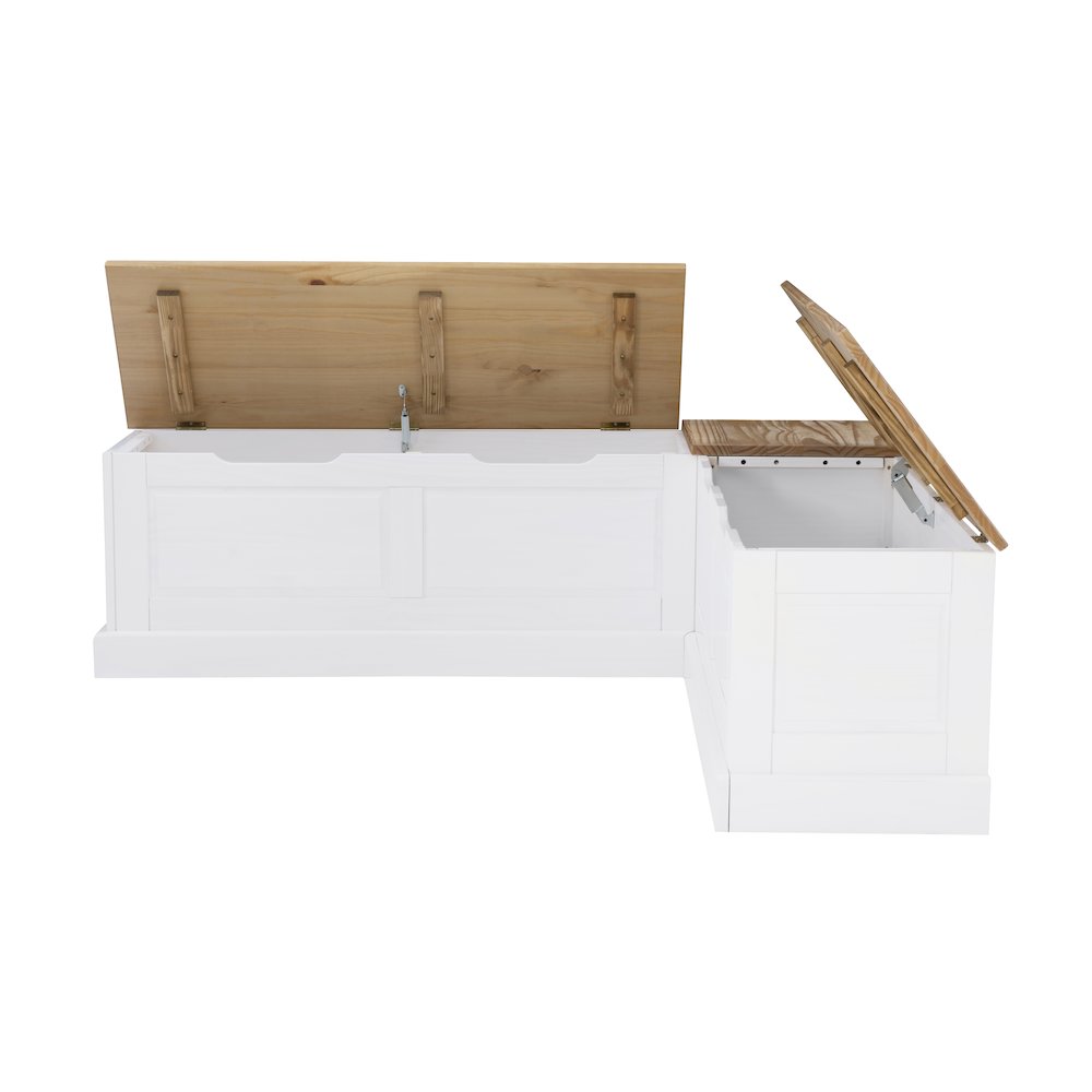 Tobin Backless Two Tone Breakfast Nook, Natural And White