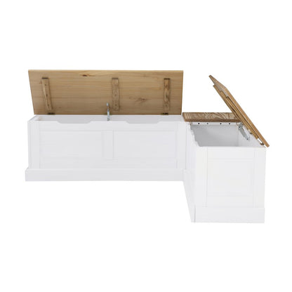 Tobin Backless Two Tone Breakfast Nook, Natural And White