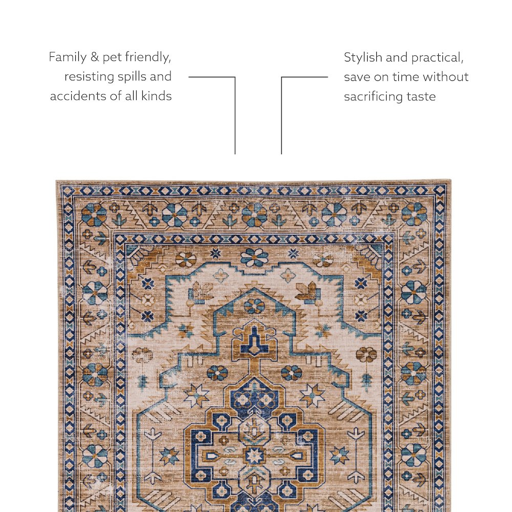 Washable Julian Ivory/Gold 2x8, Rug