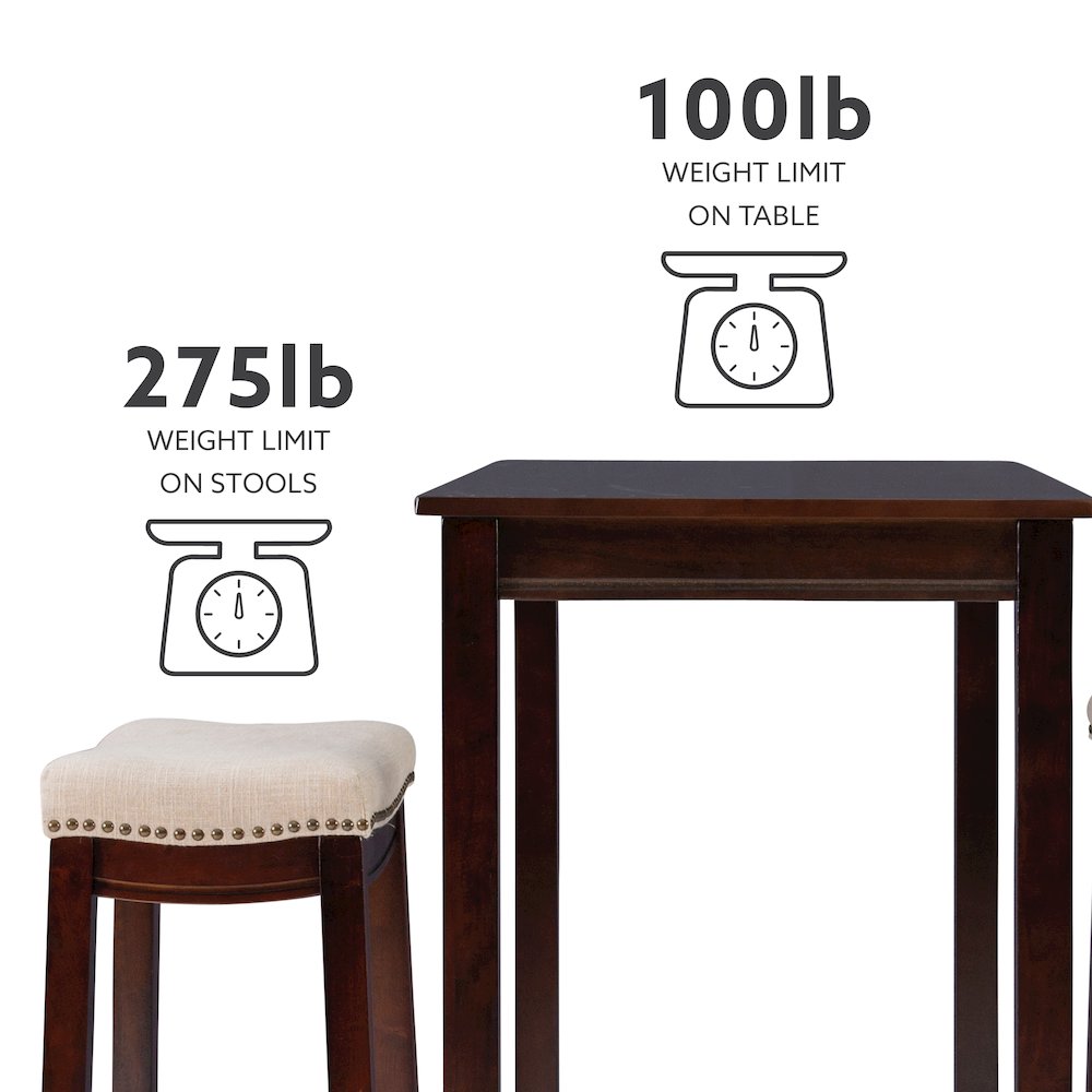 Claridge 3Pc Bar Set Walnut Linen
