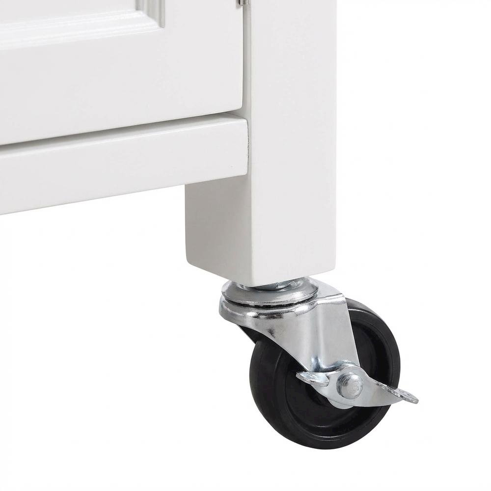 White Kitchen Cart with Granite Top and Timber Construction for Food Prep