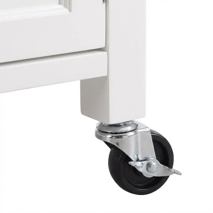 White Kitchen Cart with Granite Top and Timber Construction for Food Prep