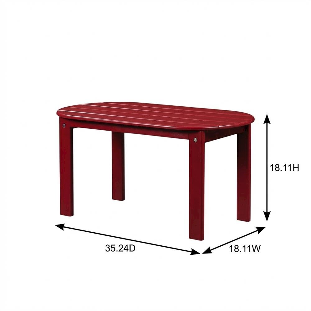 Red Outdoor Coffee Table With Solid Wood And Acacia Finish