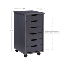 Cary Six Drawer Rolling Storage Cart, Grey